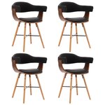 vidaXL Chaises à manger lot de 4 noir similicuir et bois courbé