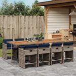 vidaXL Ensemble à manger de jardin 9 Pièces coussins gris résine tressée