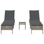vidaXL Ensemble de chaises longues avec coussins 3 Pièces gris poly rotin