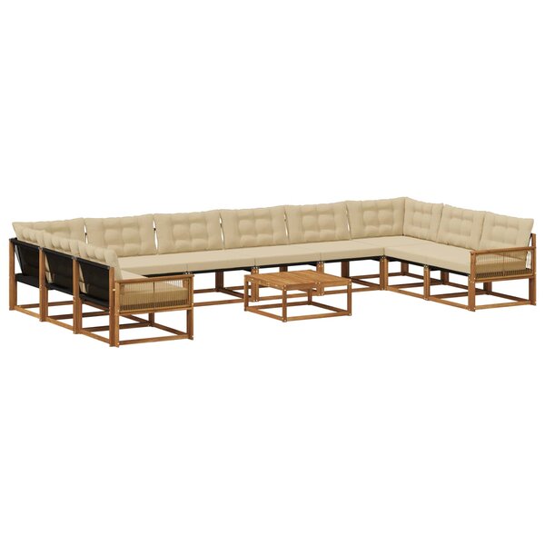 vidaXL Ensemble de canapés d'extérieur 11 Pièces Naturel et Beige