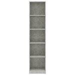 vidaXL Bibliothèque à 5 niveaux Gris béton 40x24x175cm Bois ingénierie
