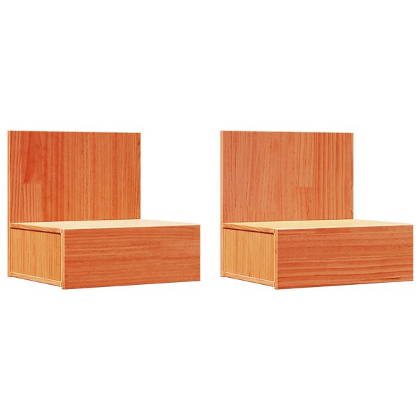 vidaXL Table de chevet avec tiroir 2 Pièces Marron cire 42 x 32 5 x 40 cm