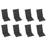 vidaXL Chaises inclinables de jardin et coussins lot de 8 Teck solide