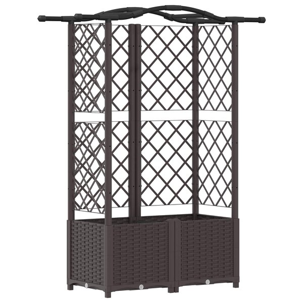 vidaXL Lit Élevé avec Treillis et Toit Marron 122 x 40 x 141 cm PP