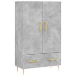 vidaXL Buffet haut gris béton 69 5x31x115 cm bois d'ingénierie