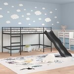 vidaXL Lit superposé pour enfants avec toboggan Noir et anthracite