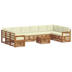 vidaXL Ensemble de canapés d'extérieur 11 pc Naturel et Crème