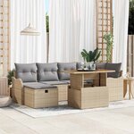 vidaXL Ensemble de canapé de jardin 7 Pièces Beige polyrotin
