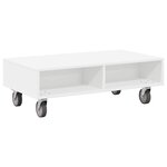 vidaXL Table d'appoint avec roues Blanc 90 x 50 x 30 cm