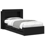 vidaXL Cadre de lit avec rangement Noir 75 x 190 cm Bois d'ingénierie