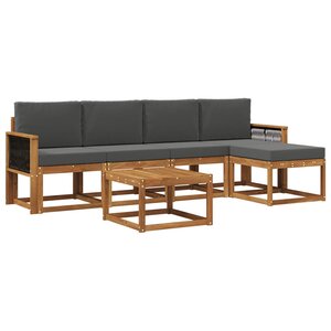 vidaXL Ensemble de canapés d'extérieur 6 Pièces Naturel et Anthracite