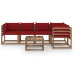 vidaXL Salon palette de jardin 6 Pièces et coussins Bois de pin imprégné