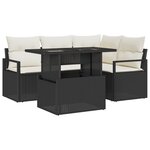 vidaXL Set de canapés de jardin 5 pièces avec coussins en poly rattan noir