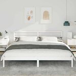 vidaXL Cadre de lit Blanc 200 x 220 cm Bois massif en pin