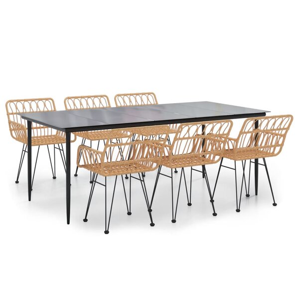 vidaXL Ensemble à manger de jardin 7 Pièces Résine tressée