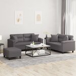 vidaXL Ensemble de canapés 3 Pièces avec coussins gris similicuir