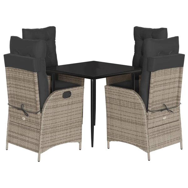 vidaXL Ensemble à manger de jardin 5 Pièces coussins gris résine tressée