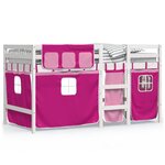vidaXL Lit mezzanine enfants avec rideaux sans matelas rose 90x200cm
