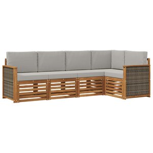 vidaXL Ensemble de canapés d'extérieur 4 pc Naturel et gris clair