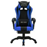 Chaise fauteuil siège pivotante de bureau informatique étude de jeux vidéo avec LED RVB et similicuir bleu 02_0024200