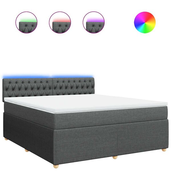 vidaXL Sommier à lattes de lit avec matelas Gris foncé 180x200cm Tissu