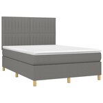 vidaXL Sommier à lattes de lit et matelas et LED Gris foncé 140x190 cm
