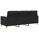 vidaXL Canapé à 3 places Noir 180 cm Tissu