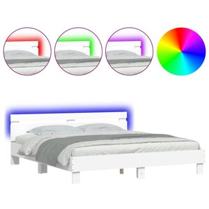 vidaXL Cadre de lit avec LED sans matelas blanc 160x200 cm
