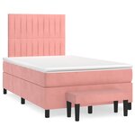 vidaXL Sommier à lattes de lit avec matelas rose 120x190 cm velours