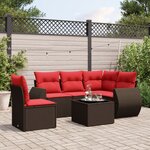 vidaXL Salon de jardin 6 Pièces avec coussins marron résine tressée