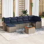 vidaXL Ensemble de canapé de jardin avec coussin 8 Pièces Gris polyrotin