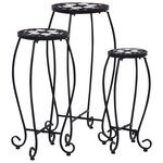 vidaXL Tables mosaïque 3 Pièces noir et blanc Céramique