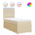 vidaXL Sommier à lattes de lit avec matelas Crème 100x200 cm Tissu