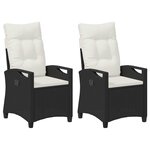 vidaXL Chaise de jardin 2 Pièces Noir et Crème 56 x 60 x 112 cm