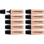 Surligneur boss original pastel pointe biseautée 2 - 5 mm teint de pêche x 10 stabilo