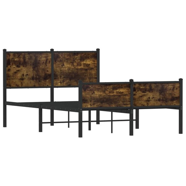 vidaXL Cadre de lit en métal sans matelas chêne fumé 120x200 cm