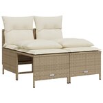 vidaXL Salon de jardin avec coussins 4 Pièces beige résine tressée