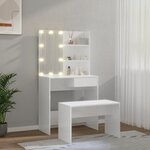 vidaXL Ensemble de coiffeuse avec LED Blanc brillant Bois d'ingénierie