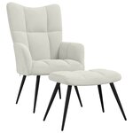 vidaXL Chaise de relaxation avec tabouret Blanc crème Velours