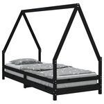 vidaXL Cadre de lit pour enfants noir 90x200 cm bois de pin massif