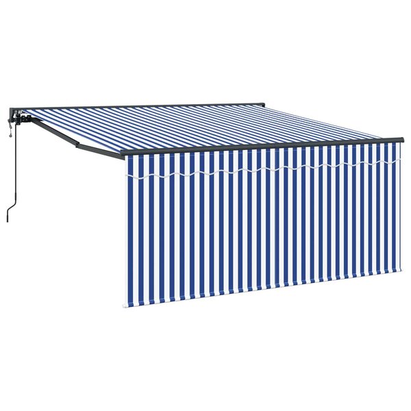vidaXL Auvent rétractable Bleu et Blanc 350 x 250 cm