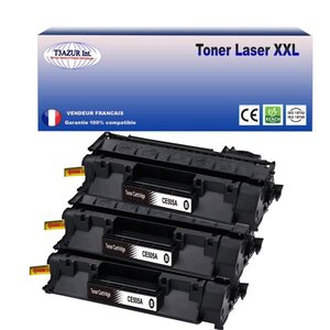 T3AZUR - Lot de 3 Toners compatibles avec Canon 719A pour Canon LBP-6650  LBP-6650DN  LBP-6670DN  LBP-6680X Noir - 2 300p
