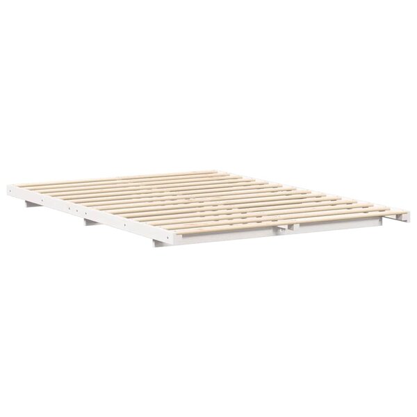 vidaXL Cadre de lit surélevé Blanc 160 x 200 cm Bois massif en pin