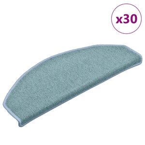 vidaXL Tapis d'escalier 30 pièces 65 x 24 x 4 cm Bleu mer Demi-rond Grand