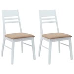 vidaXL Chaises de salle à manger 2 pc Bois de Caoutchouc Massif Blanc