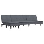 vidaXL Canapé-lit en forme de L gris 255x140x70 cm velours