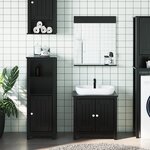 vidaXL Meubles de salle de bain 3 Pièces BERG noir bois de pin massif