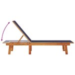 vidaXL Chaise longue bleu bois d'acacia solide et textilène