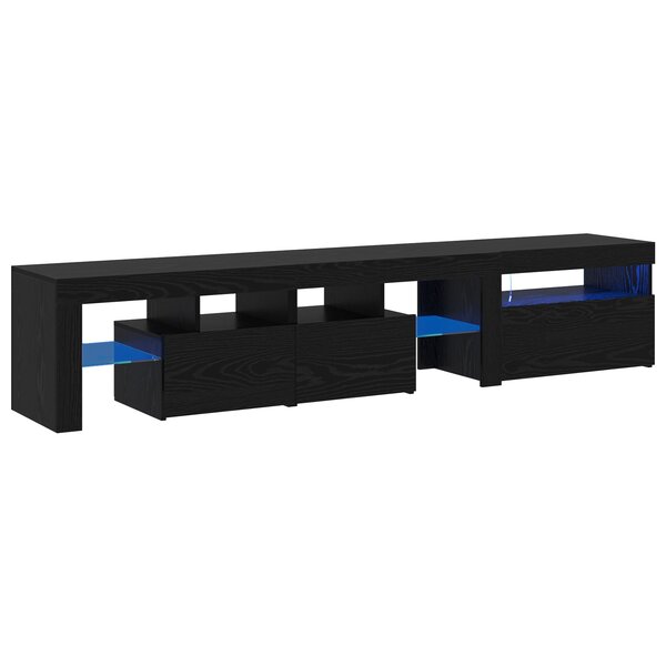 Meubles TV vidaXL 2 Pièces avec Lumières LED en Chêne Noir et Bois d'Ingénierie