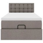 vidaXL Lit ottoman avec matelas taupe 100x200 cm tissu